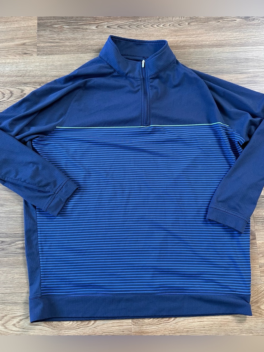 Peter Millar Perth Performance 1/4 Mens XL Blue Stripes 1/4 Golf Preppy Stretch
